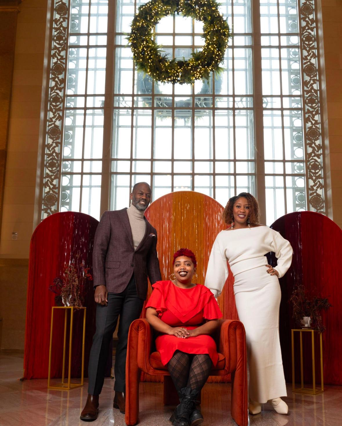 Ritchie Harrison, Kamya Harrison, and Clarinda Barnett-Harrison at Michigan Central in December 2024.